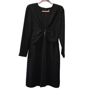 NWT Shani Long Sleeve Black Cocktail Event Dress Rhinestone Satin‎ Contrast 6